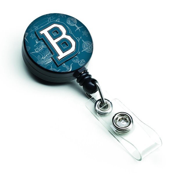 Carolines Treasures Letter B Sea Doodles Initial Alphabet Retractable Badge Reel CJ2014-BBR